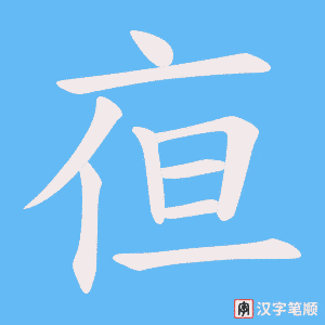《亱》的笔顺动画写字动画演示