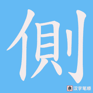 《側》的笔顺动画写字动画演示