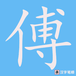 《傅》的笔顺动画写字动画演示