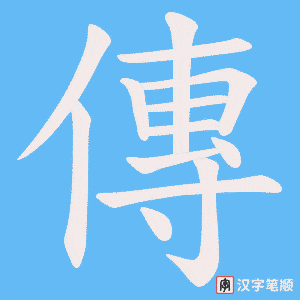 《傳》的笔顺动画写字动画演示