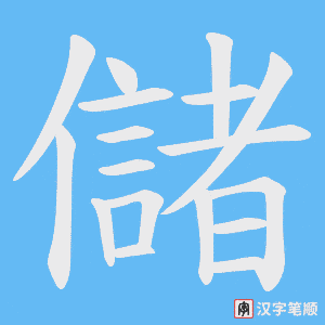 《儲》的笔顺动画写字动画演示