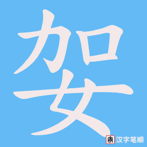 《妿》的笔顺动画写字动画演示