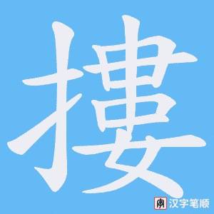 《摟》的笔顺动画写字动画演示