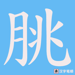 《朓》的笔顺动画写字动画演示