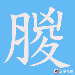 《朡》的笔顺动画写字动画演示