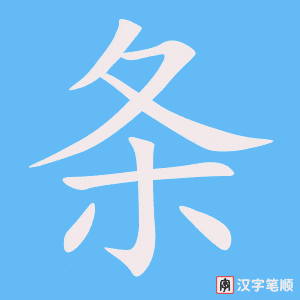 《条》的笔顺动画写字动画演示