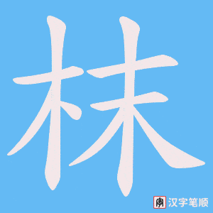 《枺》的笔顺动画写字动画演示