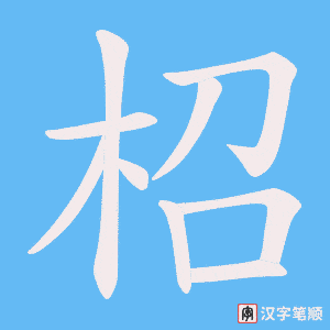 《柖》的笔顺动画写字动画演示