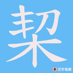 《栔》的笔顺动画写字动画演示