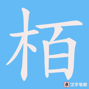 《栢》的笔顺动画写字动画演示