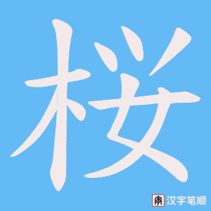 《桜》的笔顺动画写字动画演示