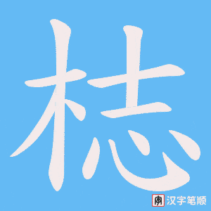 《梽》的笔顺动画写字动画演示