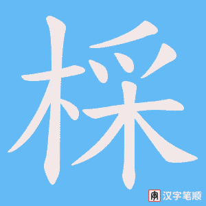 《棌》的笔顺动画写字动画演示
