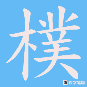 《樸》的笔顺动画写字动画演示