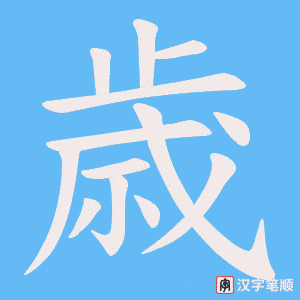 《歳》的笔顺动画写字动画演示