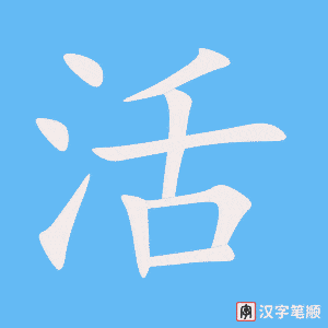《活》的笔顺动画写字动画演示
