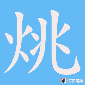 《烑》的笔顺动画写字动画演示