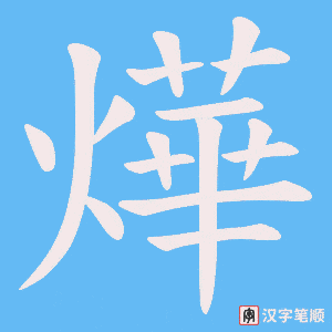 《燁》的笔顺动画写字动画演示