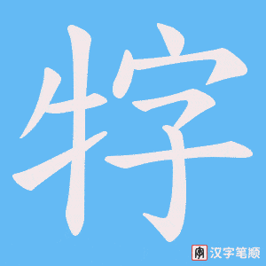 《牸》的笔顺动画写字动画演示