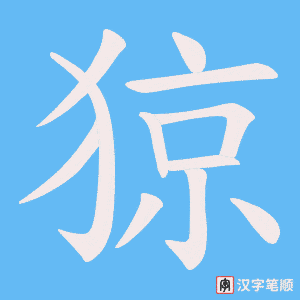 《猄》的笔顺动画写字动画演示