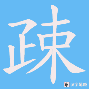 《疎》的笔顺动画写字动画演示