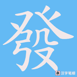 《發》的笔顺动画写字动画演示