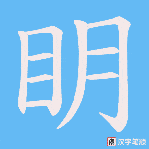 《眀》的笔顺动画写字动画演示