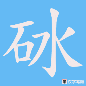 《砅》的笔顺动画写字动画演示