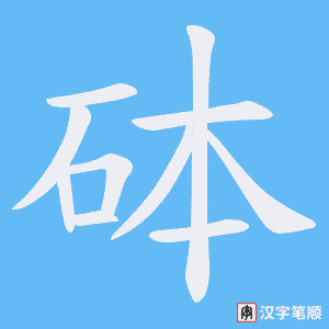 《砵》的笔顺动画写字动画演示