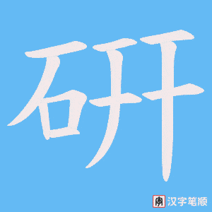 《硏》的笔顺动画写字动画演示