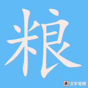《粮》的笔顺动画写字动画演示