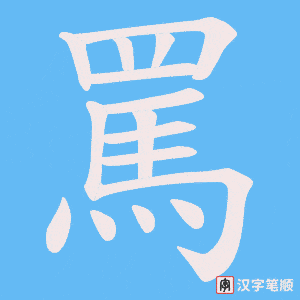 《罵》的笔顺动画写字动画演示