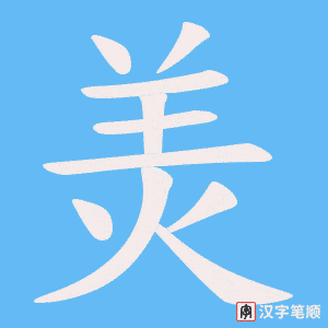 《羙》的笔顺动画写字动画演示