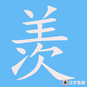 《羡》的笔顺动画写字动画演示