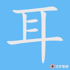 《耳》的笔顺动画写字动画演示