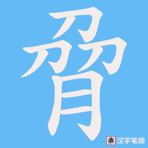 《脋》的笔顺动画写字动画演示