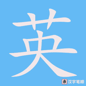 《英》的笔顺动画写字动画演示