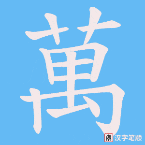 《萬》的笔顺动画写字动画演示