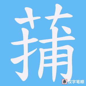 《蒱》的笔顺动画写字动画演示