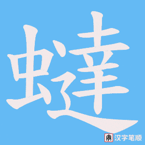 《蟽》的笔顺动画写字动画演示