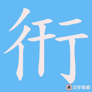 《衎》的笔顺动画写字动画演示