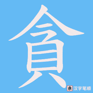 《貪》的笔顺动画写字动画演示