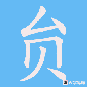 《贠》的笔顺动画写字动画演示