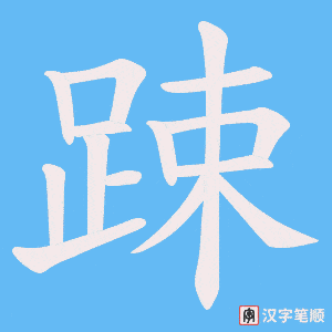 《踈》的笔顺动画写字动画演示
