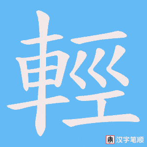 《輕》的笔顺动画写字动画演示