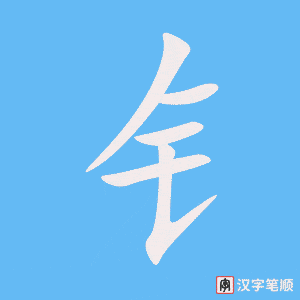 《钅》的笔顺动画写字动画演示