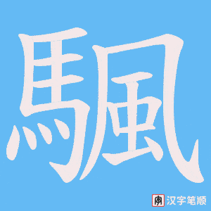 《颿》的笔顺动画写字动画演示