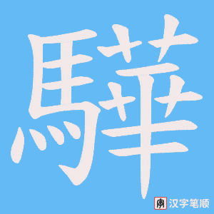 《驊》的笔顺动画写字动画演示
