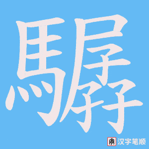 《驏》的笔顺动画写字动画演示