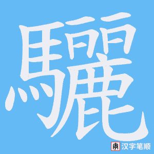 《驪》的笔顺动画写字动画演示